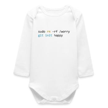 Don't worry, be happy, light - Baby Organic Long-Sleeved Bodysuit - white - Front