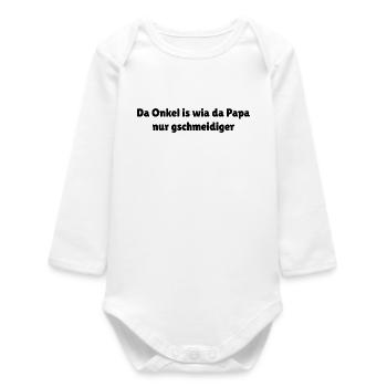 Bavarian Uncle Saying gschmeidig - Baby Organic Long-Sleeved Bodysuit - white - Front