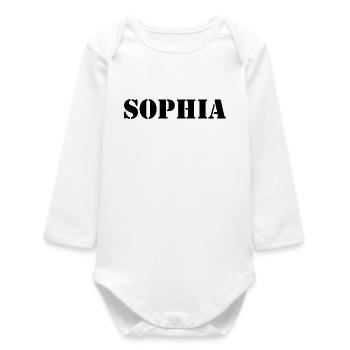 Name Sophia - Baby Organic Langarmbody - Weiß - Vorne