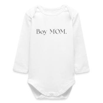 boy mom - Baby Organic Long-Sleeved Bodysuit - white - Front