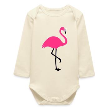 Flamingo Sommer Sonne Strand - Baby Organic Langarmbody - Natur - Vorne