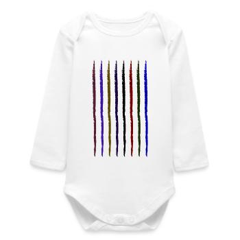 coloured frayed strokes dark - Baby Organic Long-Sleeved Bodysuit - white - Front
