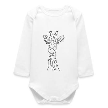 Girafe à colorier, Soyez créatif et coloré - Body bébé manches longues biologique - blanc - Devant