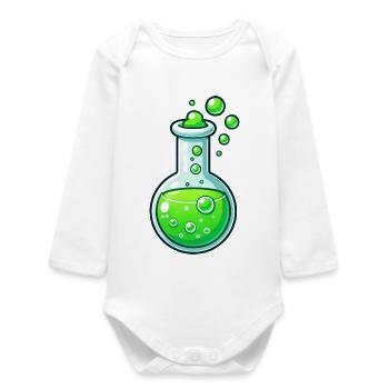 Chimie Bande dessinée Drôle Erlmeyer Flacon Réaction - Body bébé manches longues biologique - blanc - Devant