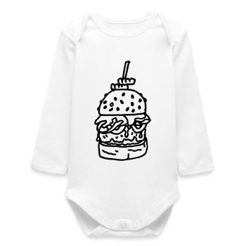 Hamburger_met_sla_tomaat_en_kaas - Baby Organic Long-Sleeved Bodysuit - white - Front