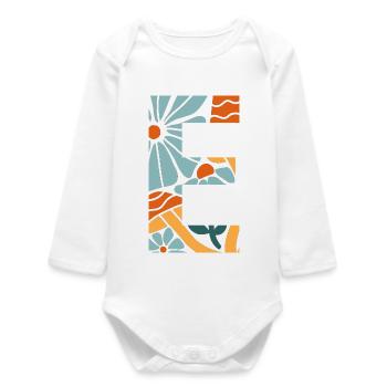 Buchstabe e Blumen groovy Geschenkidee - Baby Organic Langarmbody - Weiß - Vorne