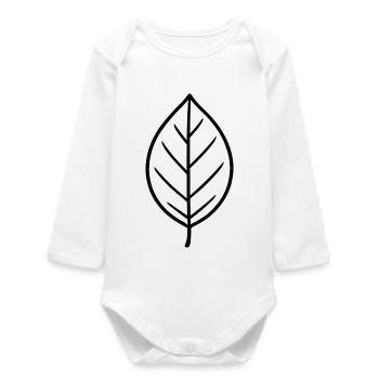 Black leaf line design - Baby Organic Long-Sleeved Bodysuit - white - Front