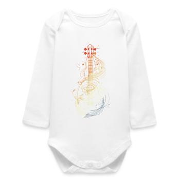 Ukulele Sketch Retro Style - Baby Organic Long-Sleeved Bodysuit - white - Front