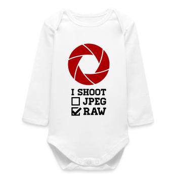 I Shoot Fotografie – Kamera Design für Fotografen - Baby Organic Langarmbody - Weiß - Vorne