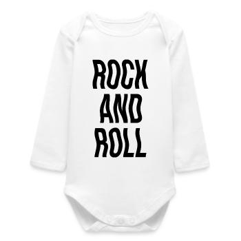 rock and roll music design - Baby Organic Long-Sleeved Bodysuit - white - Front