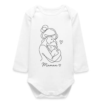 Maman Câlin Enfant Fête des Mères - Body bébé manches longues biologique - blanc - Devant