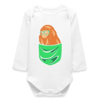Tamarin Monkey - Baby Organic Long-Sleeved Bodysuit - white - Front