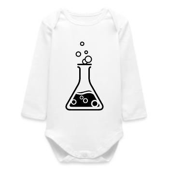 Fiole de science chimie icône du symbole scientifique - Body bébé manches longues biologique - blanc - Devant
