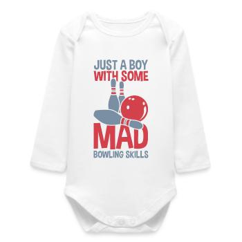 Bowling Boy - Baby Organic Long-Sleeved Bodysuit - white - Front