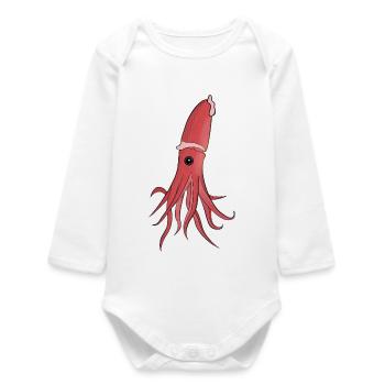 Meerestiere: Ein wunderschöner Tintenfisch - Baby Organic Langarmbody - Weiß - Vorne