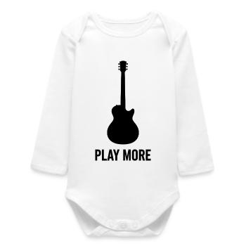 Play More – Bold Guitar Silhouette Music Lover T-S - Baby Organic Langarmbody - Weiß - Vorne