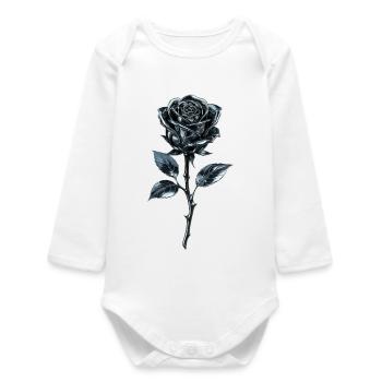 Metallic Blue Rose - Baby Organic Long-Sleeved Bodysuit - white - Front