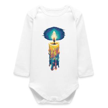 Faith Light Candle Retro Spirit Design - Baby Organic Long-Sleeved Bodysuit - white - Front