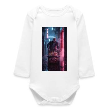 Neon Alley Rebell mit Flaschenkorb - Baby Organic Langarmbody - Weiß - Vorne