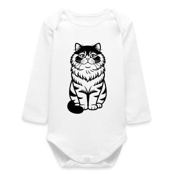 Persian cat - Baby Organic Long-Sleeved Bodysuit - white - Front