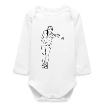 Petanque player Left-handed - Baby Organic Long-Sleeved Bodysuit - white - Front