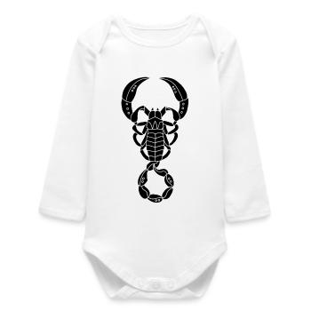 Scorpion noir - Body bébé manches longues biologique - blanc - Devant