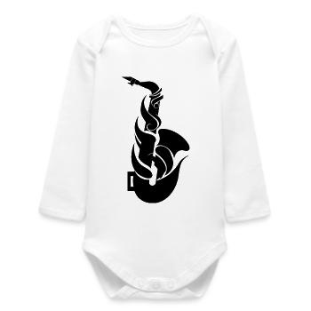 Cartoon Saxophone - Baby Organic Long-Sleeved Bodysuit - white - Front