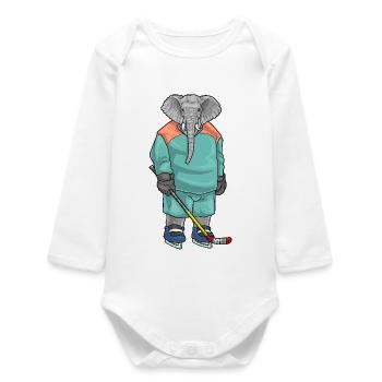 Bâton de hockey sur glace Elephant - Body bébé manches longues biologique - blanc - Devant