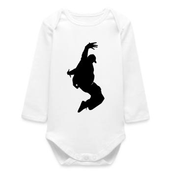 B-Boy Silhouette – Breakdance Freeze - Baby Organic Long-Sleeved Bodysuit - white - Front