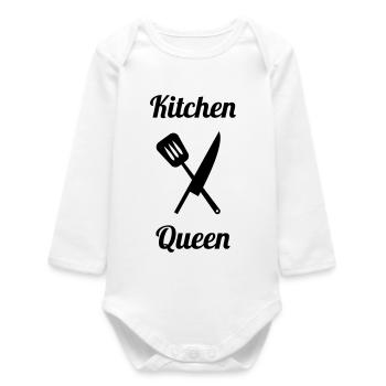 The queen of cooking - Baby Organic Long-Sleeved Bodysuit - white - Front