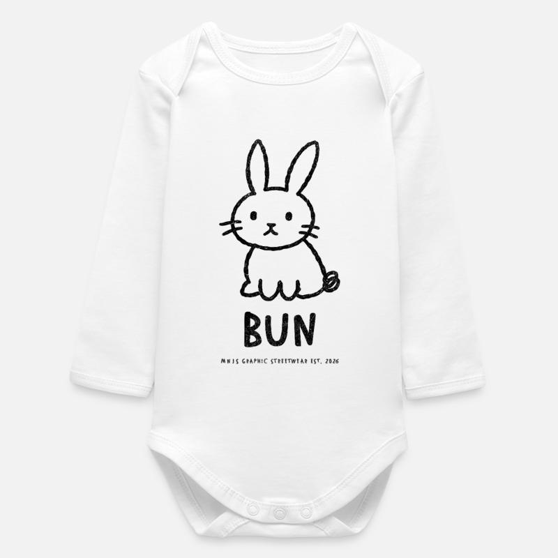 Naïve Graphic Bun – Front Print - Baby Organic Long-Sleeved Bodysuit - white