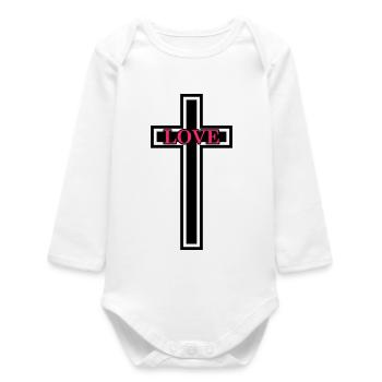 Croix Amour Chrétien - Body bébé manches longues biologique - blanc - Devant