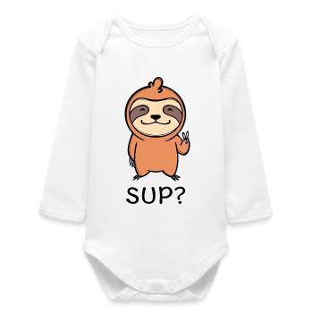 Cool Sloth Statement Animal Mammal Zoo - Baby Organic Long-Sleeved Bodysuit - white - Front