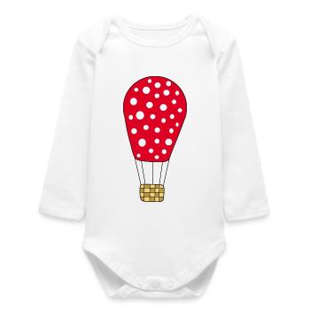 Hot air balloon red - Baby Organic Long-Sleeved Bodysuit - white - Front