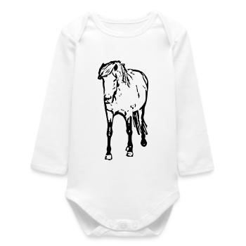 Chevaux T-shirt Cadeau Cavalier - Body bébé manches longues biologique - blanc - Devant