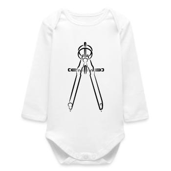 Compass Drawing - Baby Organic Long-Sleeved Bodysuit - white - Front