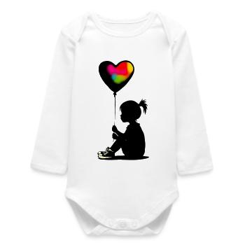 Amour du cœur - Body bébé manches longues biologique - blanc - Devant