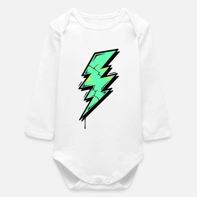 Style Éclair Éclair Abstrait - Body bébé manches longues biologique - blanc