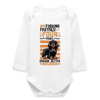 Pêche et Gordon Setter - Body bébé manches longues biologique - blanc - Devant