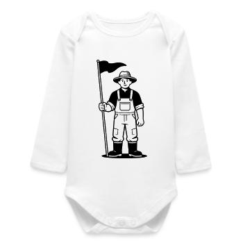 Bauer mit Fahne - Baby Organic Langarmbody - Weiß - Vorne