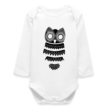 The Black Owl - Baby Organic Long-Sleeved Bodysuit - white - Front