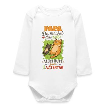 1. Vatertag - Baby Organic Langarmbody - Weiß - Vorne