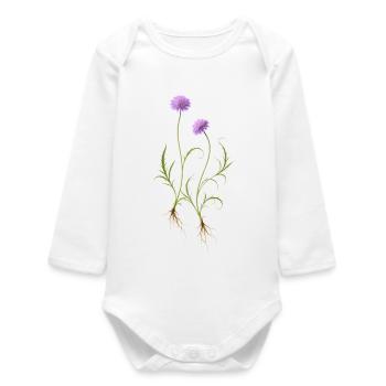 Illustration de la nature des fleurs de prairie - Body bébé manches longues biologique - blanc - Devant