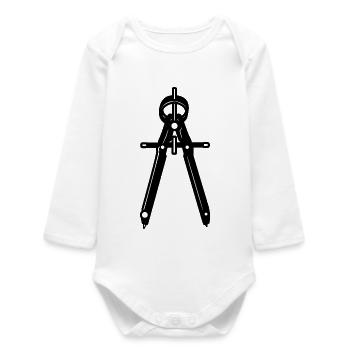 Compass Drawing - Baby Organic Long-Sleeved Bodysuit - white - Front