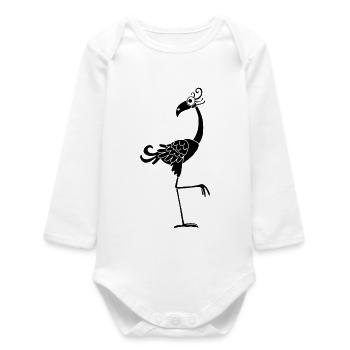 Funny Black Bird - Baby Organic Long-Sleeved Bodysuit - white - Front