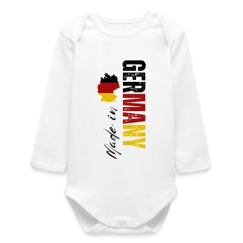 Made in Germany, vertical design - Baby Organic Long-Sleeved Bodysuit - white - Front