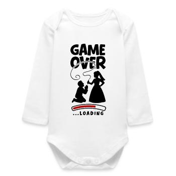 Game Over Hochzeit Ehepaar - Baby Organic Langarmbody - Weiß - Vorne