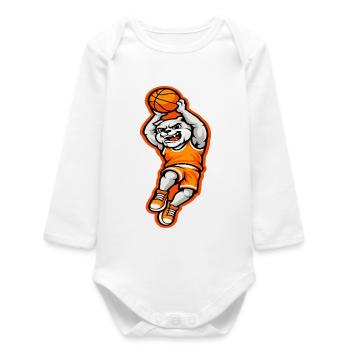 Bulldog Basketball Dunk Maskottchen Power - Baby Organic Langarmbody - Weiß - Vorne