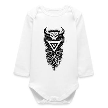 Veles Slavic God Sacred Symbol - Baby Organic Long-Sleeved Bodysuit - white - Front