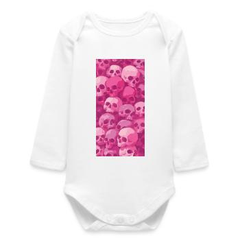 Motif de crâne rose - Body bébé manches longues biologique - blanc - Devant